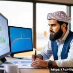 Home 14 물류기술사 시험의 응시자격과 조건 - A professional Arab male logistics engineer sitting at a modern office desk, reviewing technical shi...